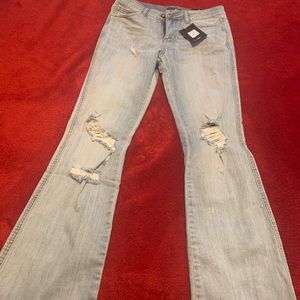 Fashion nova flare distressed jeans size 7